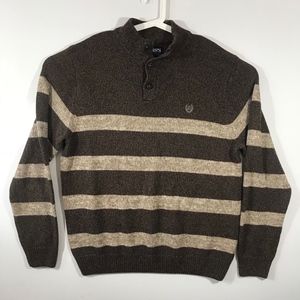 Chaps Pullover Sweater Brown Tan Striped Men's XL